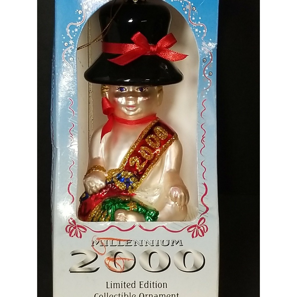 MILLENNIUM 2000 LIMITED EDITION Blown Glass Hand Crafted Christmas Ornament baby